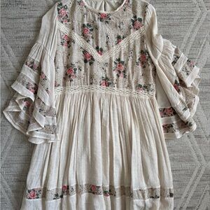 Umgee Floral Ivory Flowy Mini Dress